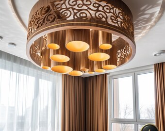 Chandelier made of natural wood, Modern wooden lamp,Natural light volume, Handmade Wall Sconce Made of Wood, Wooden lamp, Natural wood