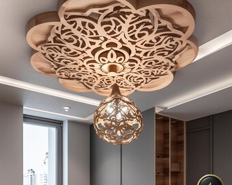 Uniqal modern wooden lamp, Chandelier made of natural wood, Natural light volume, Handmade Wall Sconce Made of Wood, Wooden lamp