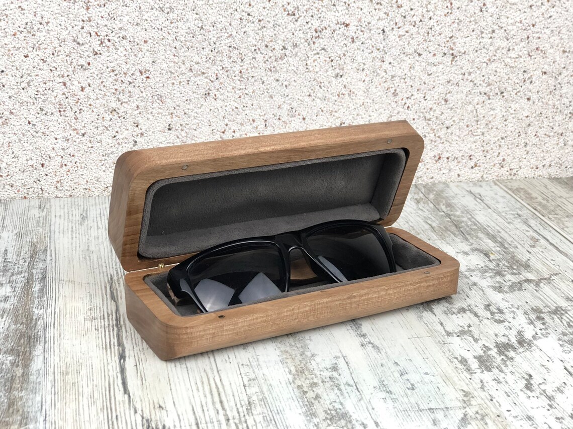 Wooden Glasses Case, Handmade Hard Hazelnut Sunglass Case, Eyewear