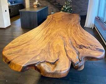Live Edge Wooden and Epoxy Resin Table, Dining Table with Live Edge, Epoxy Resin Table
