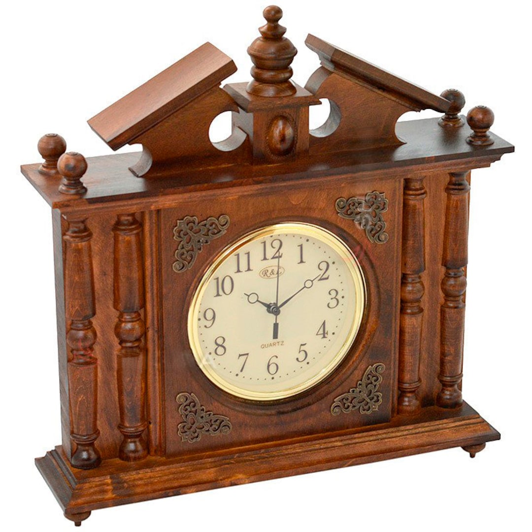 Wooden Table Top Clock, Vintage Mantel Clock, Clock Retro, Vintage Style Clock, Mantel Tabletop