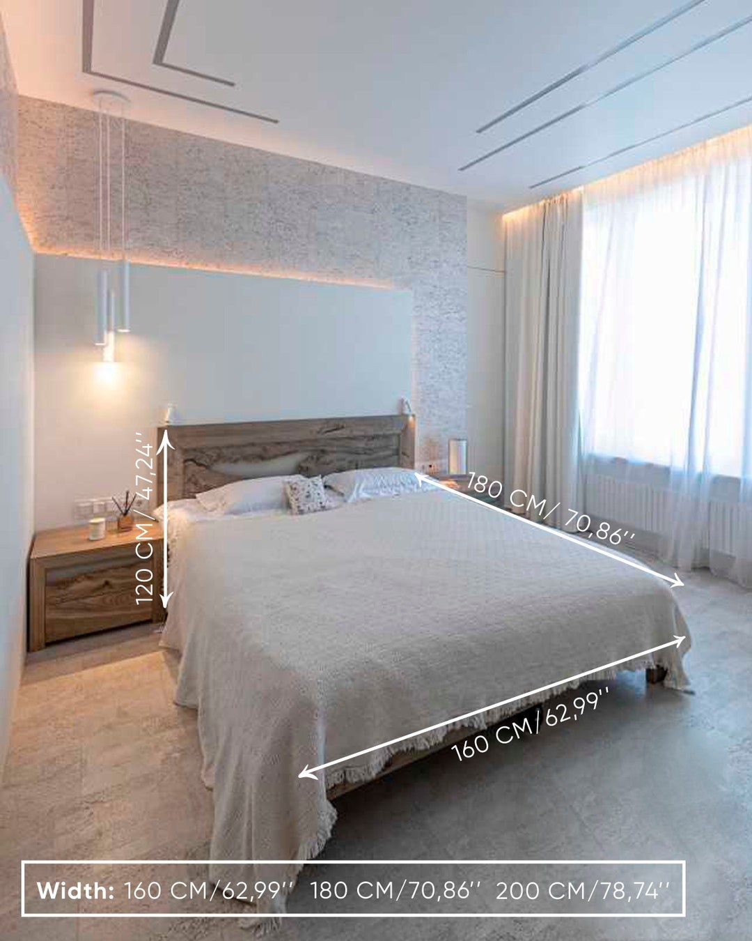 Full Bed Frame With Headboard Solid Elm Bed Frame Wood Bed Etsy