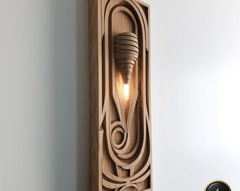 Handmade Wall Sconce Made of Wood, Wooden Lamp for the Living Room,  Handmade Lamp, Paw for the Bedroom