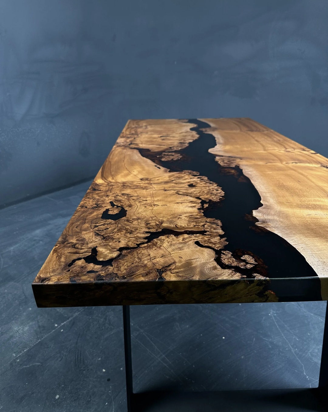 Luxury Wood Table With Live Edge, Epoxy Resin Table, Solid Wood and Epoxy Resin Dining Table Etsy