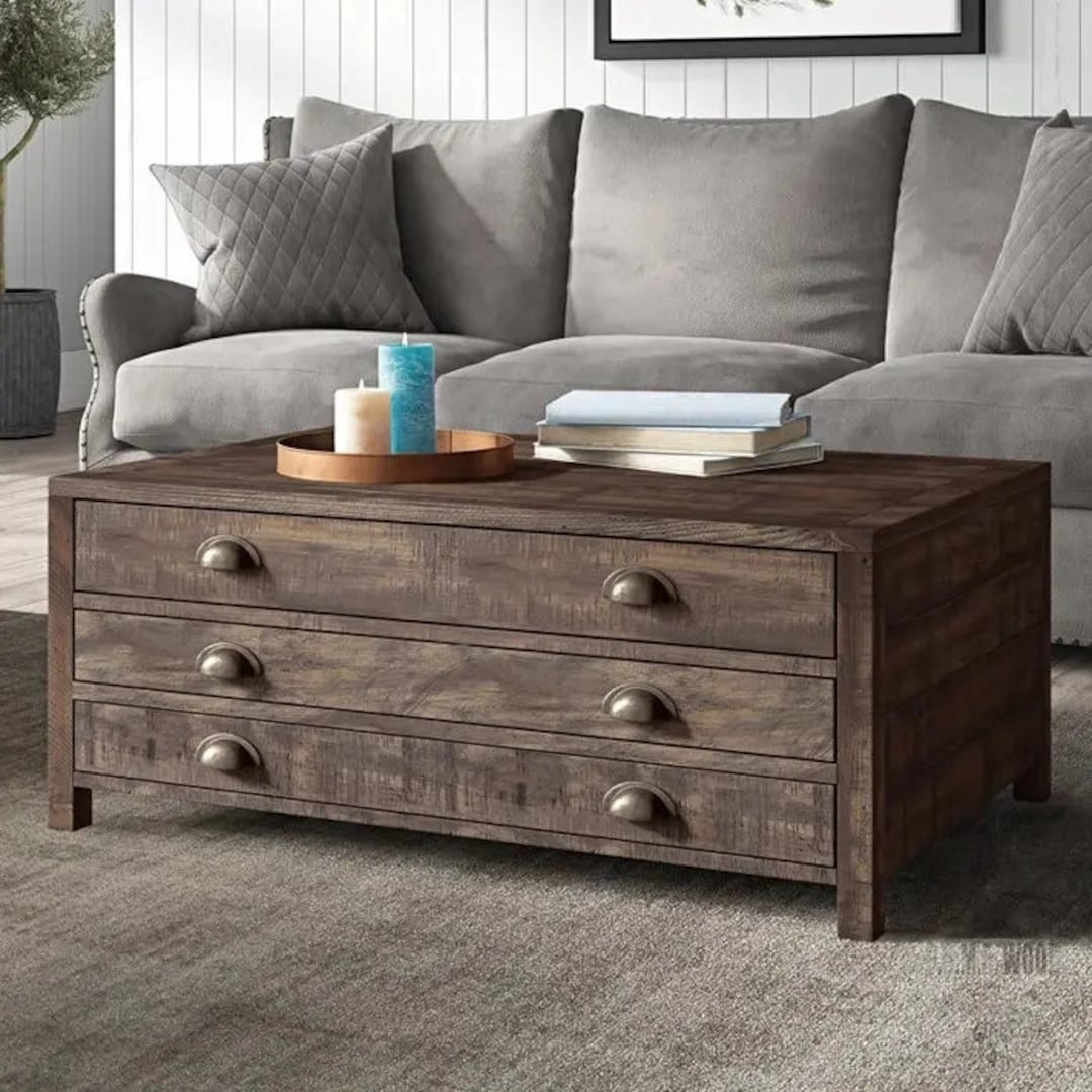 Farmhouse Lift Top Coffee Table With Hidden Storage, Low Coffee Table