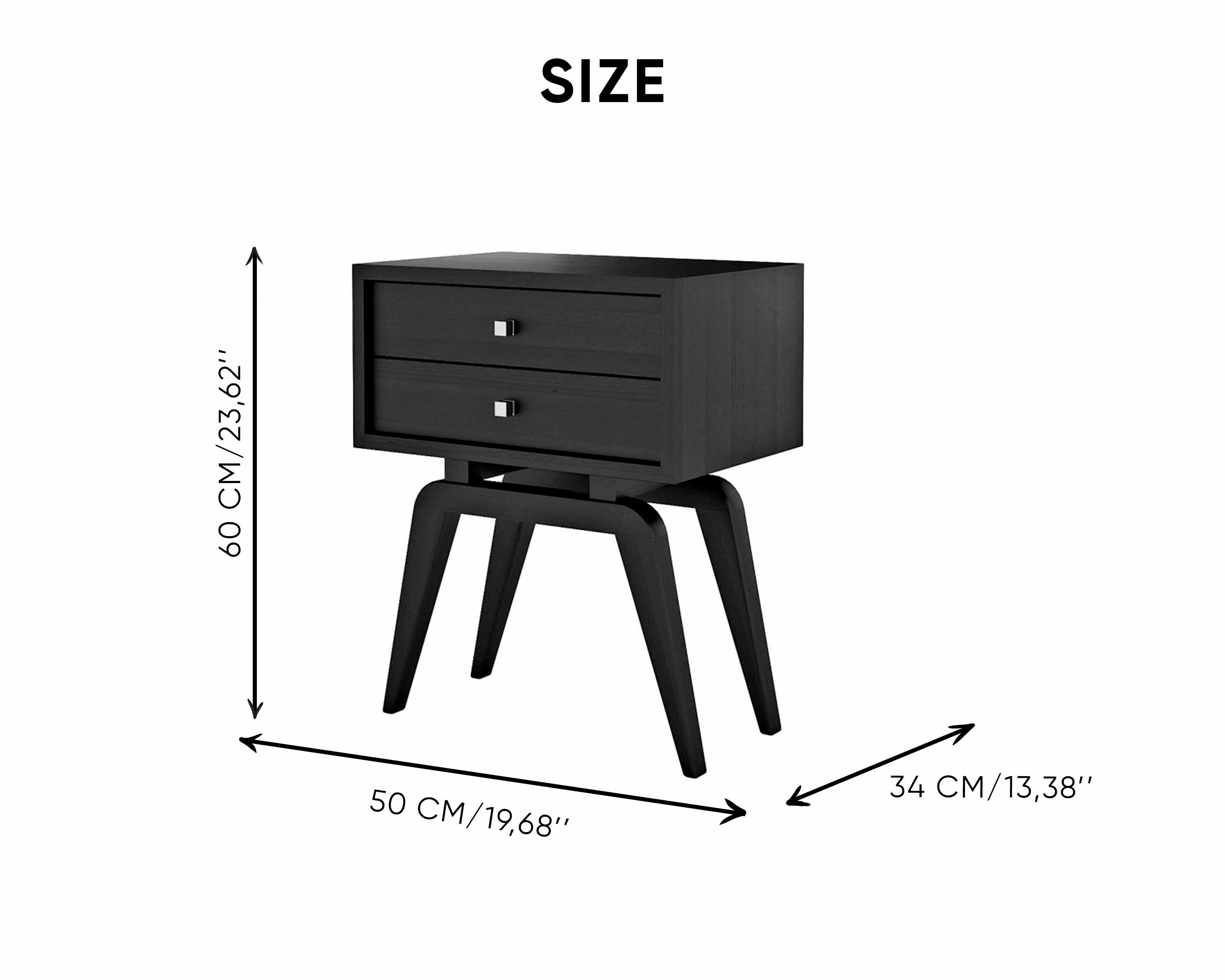 Black Side Table for Bedroom, Wooden Side Table for Bedroom, Oak Side