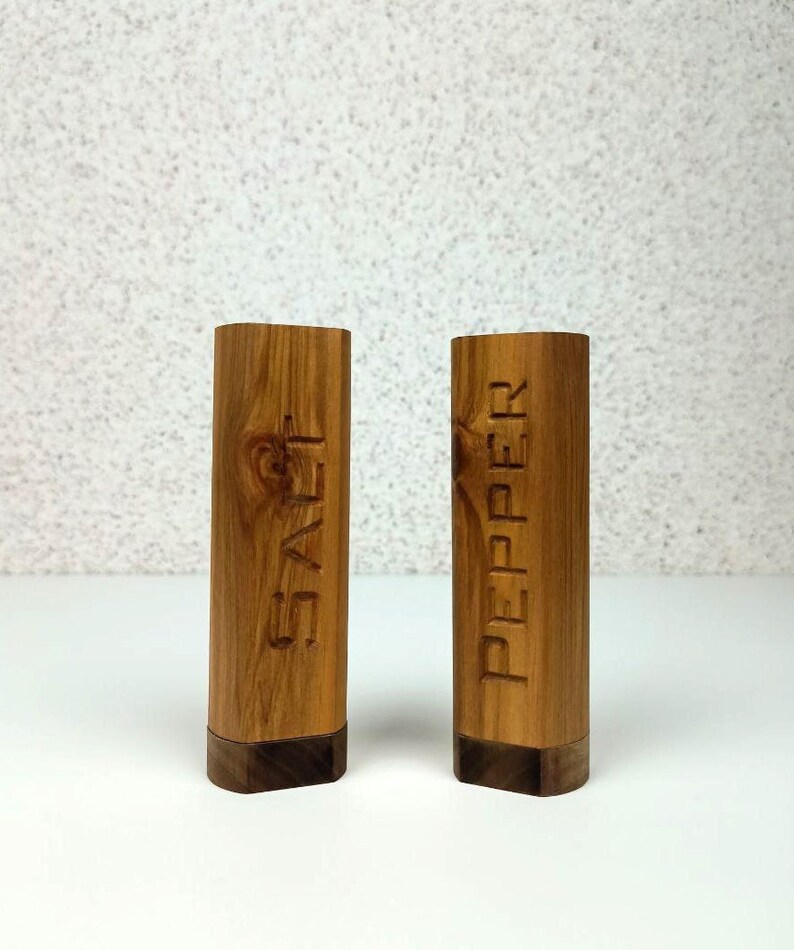 Solid Wood Salt and Pepper Shakers, Rustic Kitchen Decor, Wooden Salt