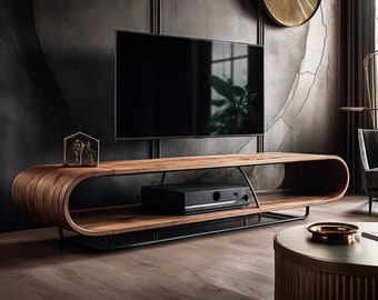 Exquisite Handcrafted TV Stand in Natural Wood, Handmade Wooden Console,  Handcrafted Wooden TV Stand, Premium Wood TV Console