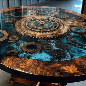 Designer Wooden Table with Epoxy Resin, Table Made of Natural Wood, Handcrafted Wooden Table