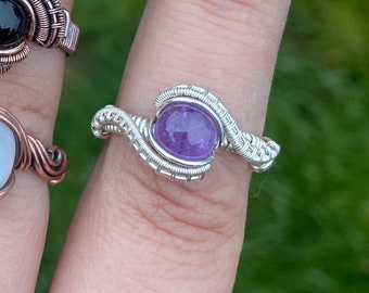 Sterling Silver Amethyst Ring - Sterling Silver Wire Wrapped Amethyst Ring - Jewelry for Her - Witchy Jewelry - Boho Ring - Amethyst