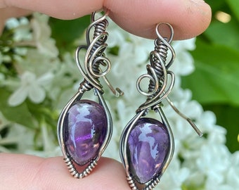 Sterling Silver Amethyst Dangle Earrings – February Birthstone