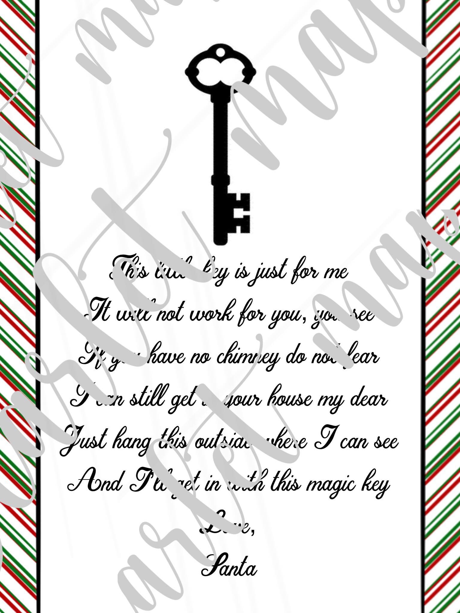 Santa key letter digital download PNG and word document Etsy