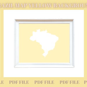 BRAZIL MAP Yellow Background - Nursery Room Wall Art - Cadeau du Brésil