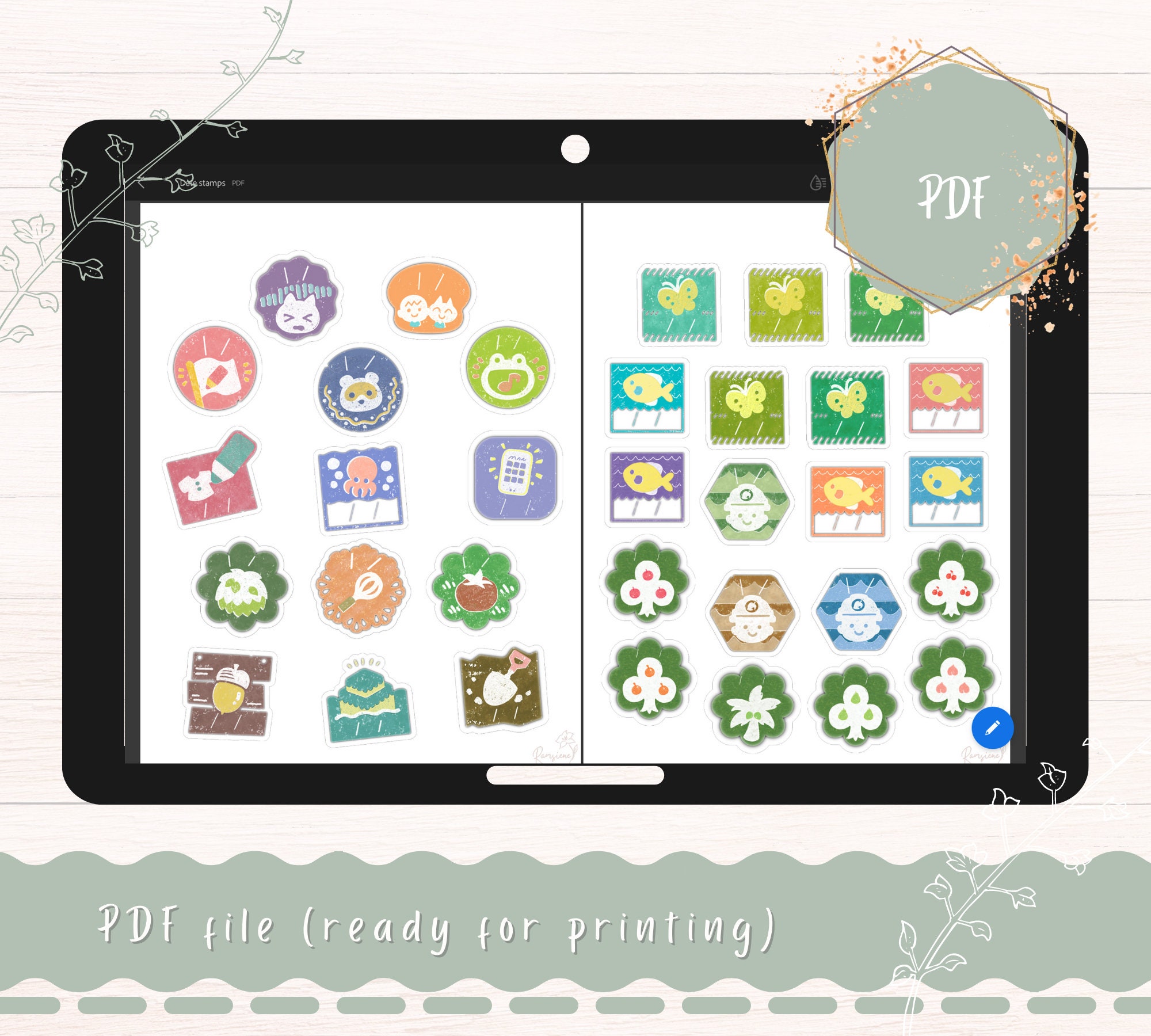 ACNH Digital Stickers Nook Miles Stamps date Stamps Cliparts, Goodnotes