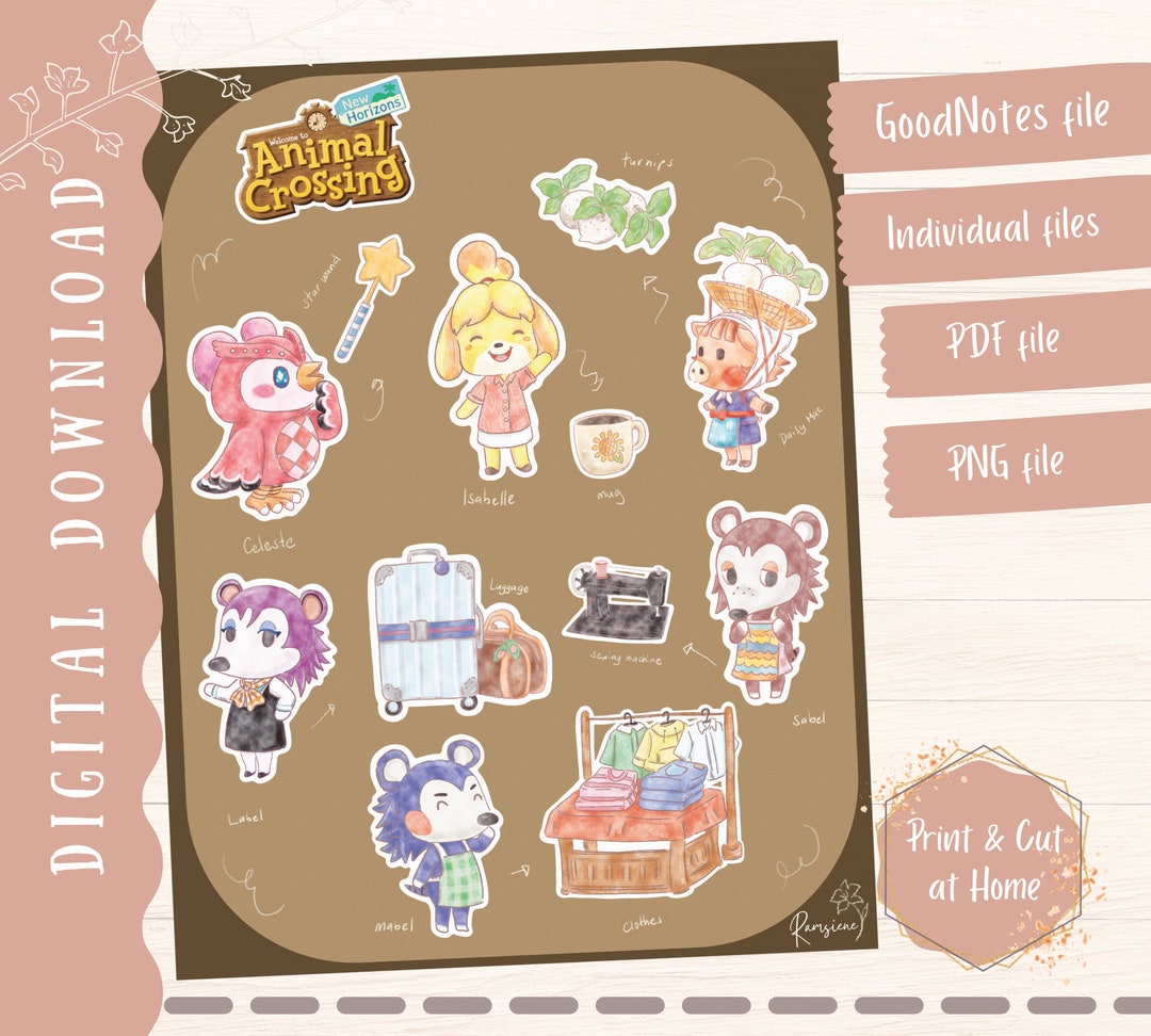 Printable ACNH Digital Stickers Cliparts, Goodnotes, PNG, PDF Etsy