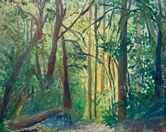 Harris Park, original painting, framed oil on board, 11x14