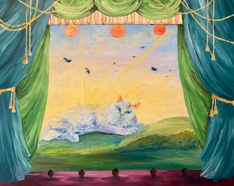 Sunrise, original painting, framed oil on board, 13x17