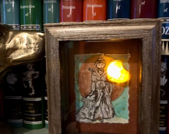 Saint Francis Shadow Box: Mixed Media Original Artwork with Lights