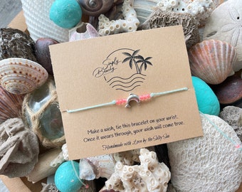 Dolphin Adjustable Waterproof Bracelet with Your Color Choice of Accent Beads and String, Wish Bracelet, Friend Bracelet / Anklet