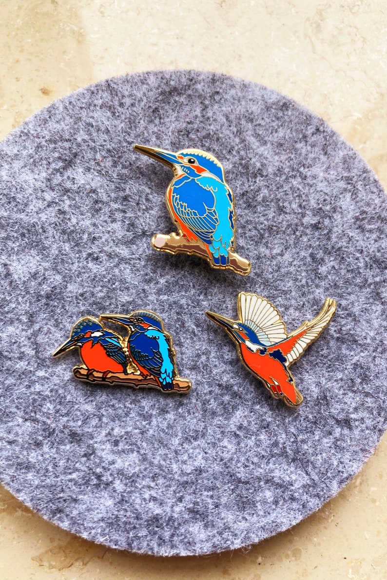 3 Eisvogelpins 3 Kingfisherpins Bild 4