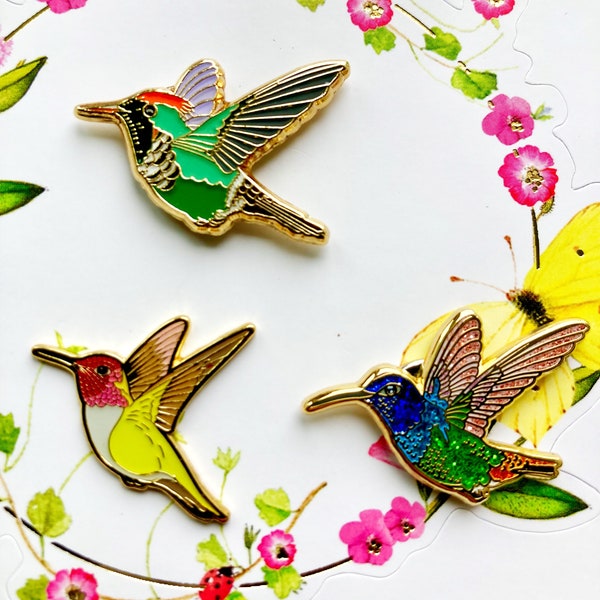 3 Kolibri Pins für 15 Euro - 3 Hummingbird - Pins for 15 Euro