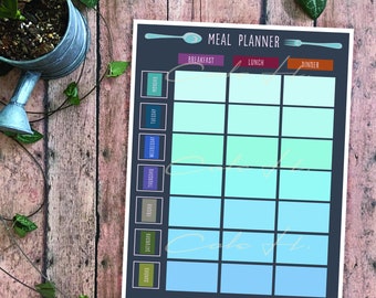 Meal Planner Printable PDF Download File (Cool Blue Water)