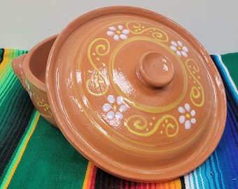 Handmade Mexican Cazuela with Lid | Traditional Clay Tortillero | Serving | Hosting | Gift Ideas | Fall | Kitchen