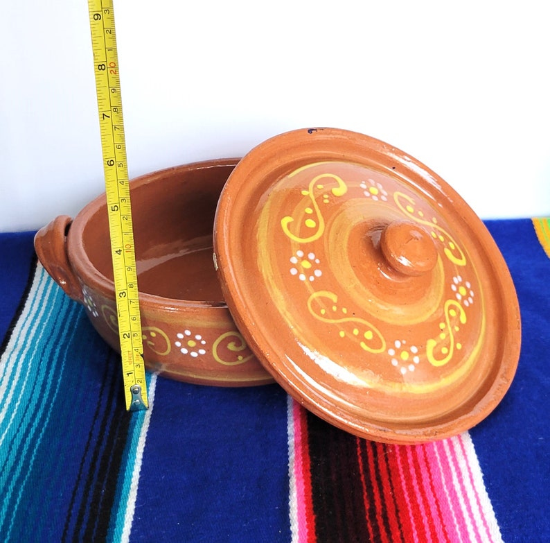 Mexican Cazuela with Lid Cazuela de Barro Handmade Pottery Tortillero image 4