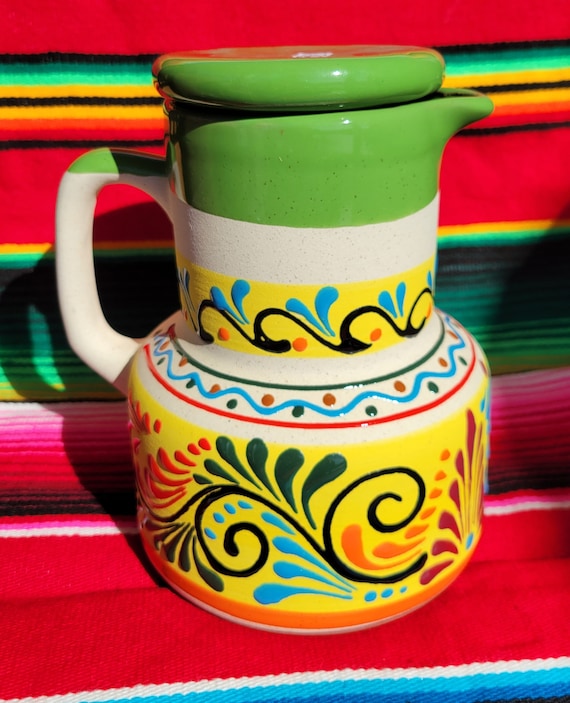 VTG Mexico Folk Art Hand Made Tonala Clay/Pottery Water