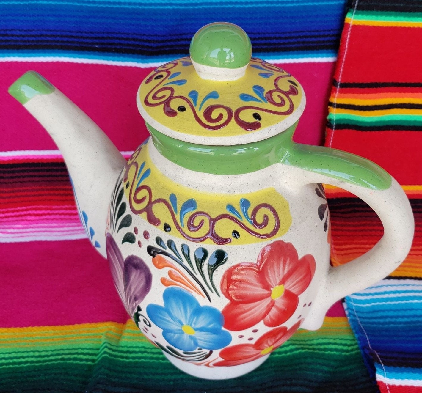 Mexican Decor Teapot Teapot Decor Teapot Kitchen Decor Etsy