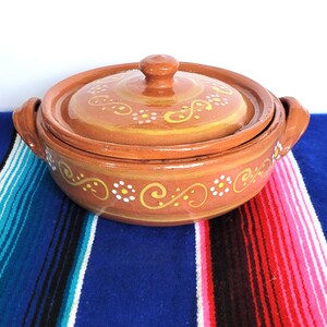 Mexican Cazuela with Lid | Cazuela de Barro | Handmade Pottery | Tortillero