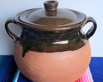 Frijolera de Barro con Tapa | Olla de Barro | Bean Pot with Lid | Clay Bean Pot |