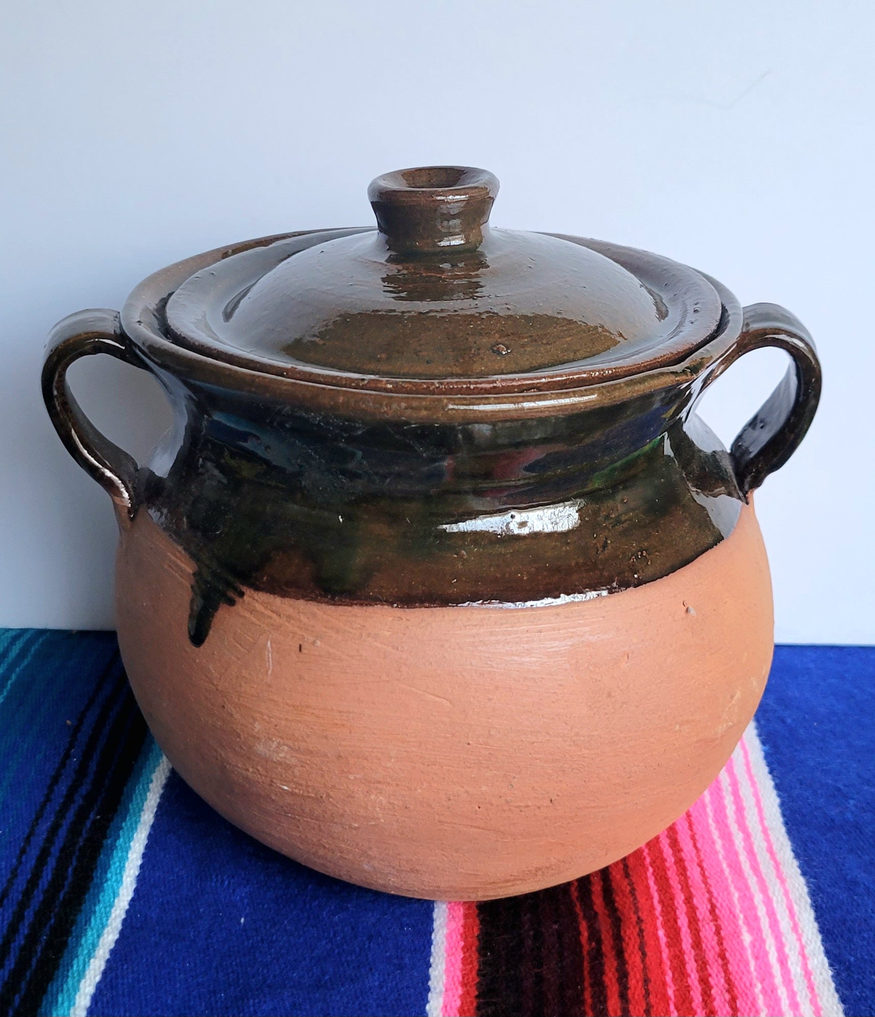 .com: Ancient Cookware, Traditional Mexican Clay Bean Olla Pot,  Terracotta, 3 Quarts: Home & Kitchen