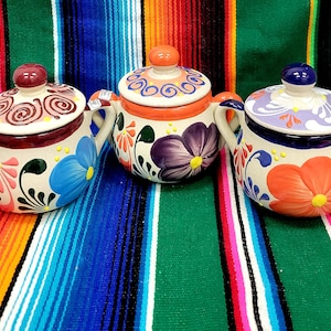 Mexican Floral Sugar Bowl w Lid | Sugar Bowl | Floral  Hand Painted