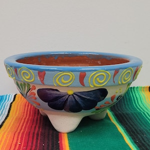 Handmade Large Mexican Molcajete Bowl: Clay Salsa Guacamole Dish