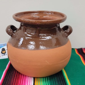 Handmade Mexican Clay Bean Pot: Frijolera de Barro (No Lid)