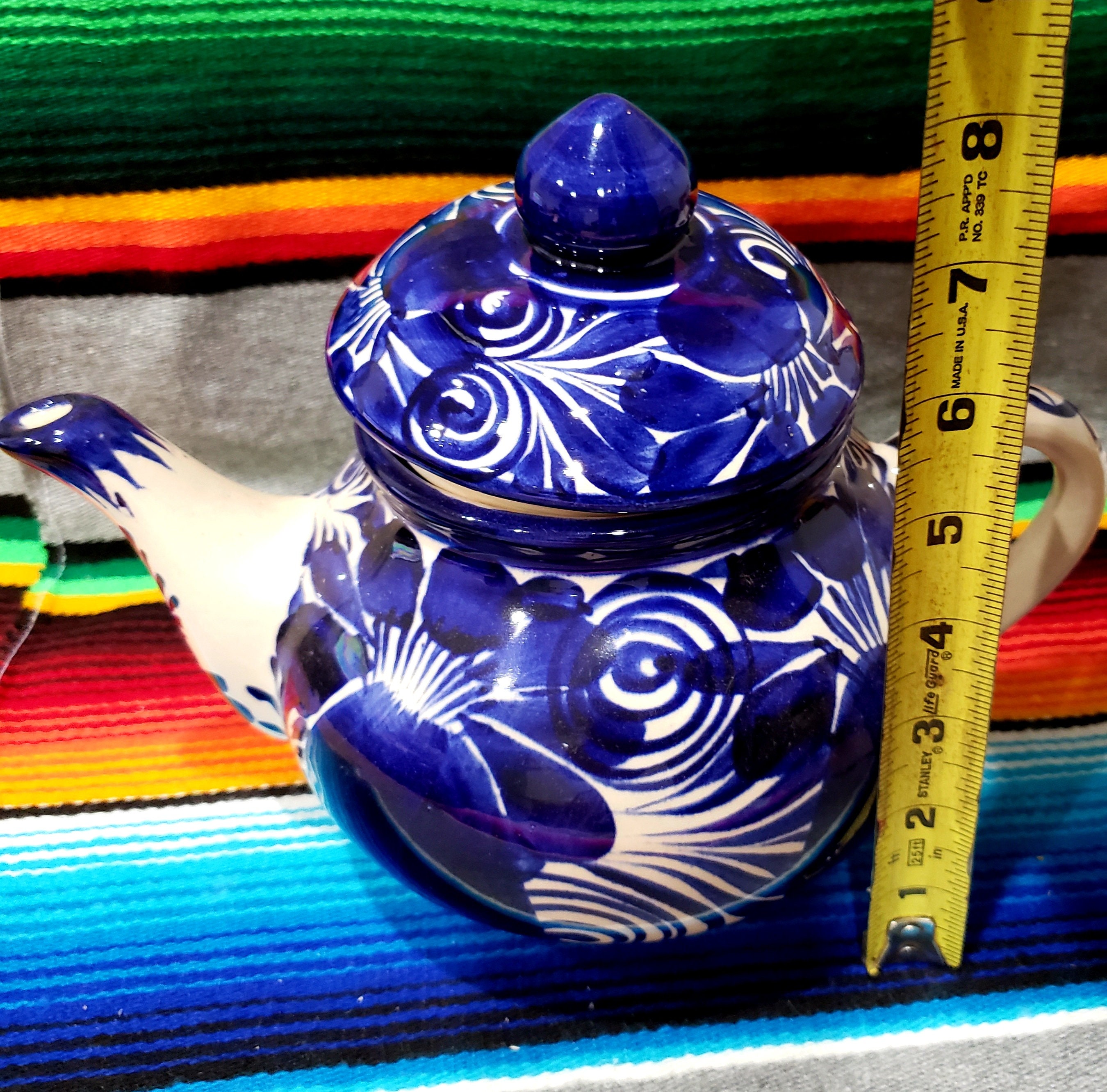 Ceramic Mexican Teapot Teapot Blue & White Ceramic Teapot Etsy