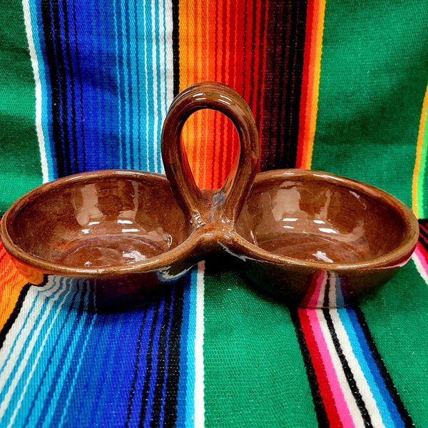 Double Salsero Bowl | Saucer Salsa Dip Bowl Salsero | Mexico Pottery | Kitchen Decor