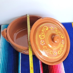 Mexican Cazuela with Lid Cazuela de Barro Handmade Pottery Tortillero image 3