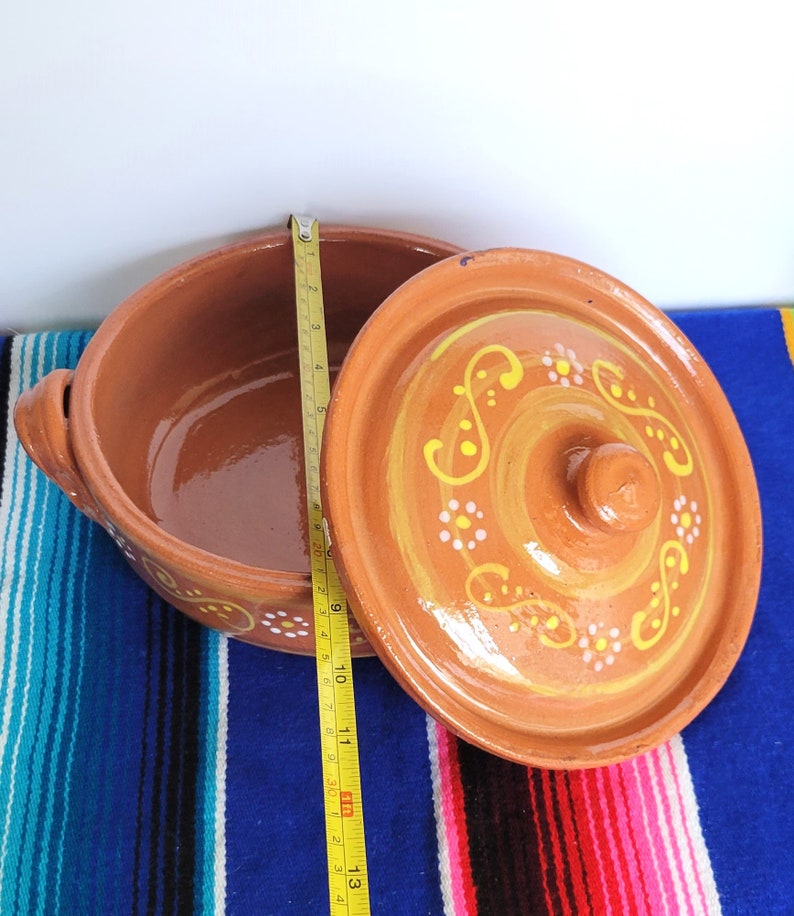 Mexican Cazuela with Lid Cazuela de Barro Handmade Pottery Tortillero image 3