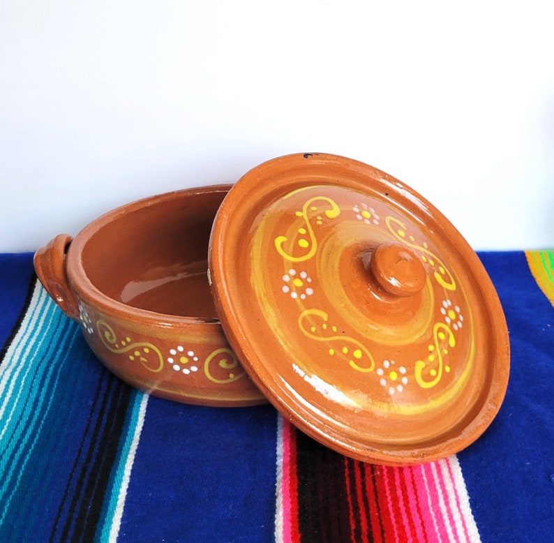 Mexican Cazuela with Lid Cazuela de Barro Handmade Pottery Tortillero image 2