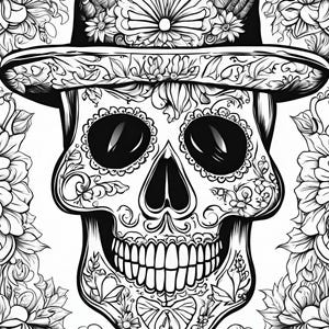 20 PÁGINAS Páginas para colorear de calaveras de azúcar / Páginas para colorear / Día de los Muertos / PDF Calavera de AZÚCAR / Actividades para aliviar el estrés / Tradicional