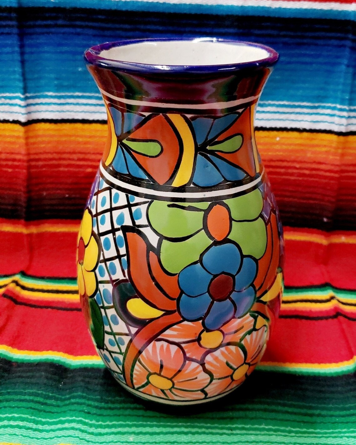 Mexican Pottery Ceramic Flower Vase Design Floral Vase Etsy