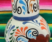 Jarro de Barro con Vaso Mexican Water Jug w Cup Hand painted Jug