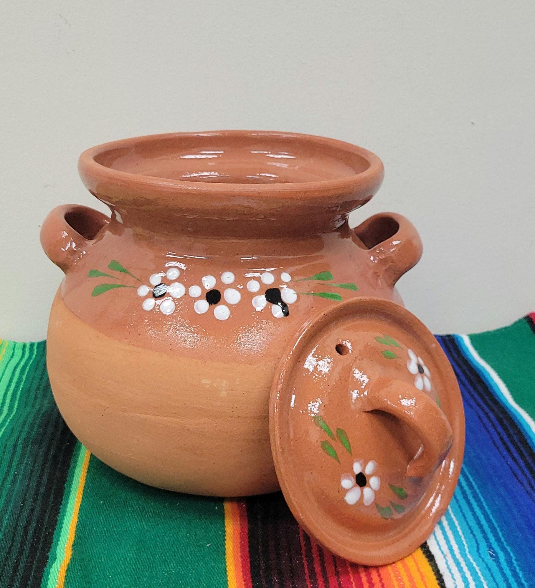 Olla de Barro Mexicana Hecha a Mano con Tapa Olla de Barro
