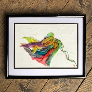 Handmade in Devon, Floral decor, Abstract Art. Mixed media art. Small Wall art. funky art. Textured art, rainbow art, colour decor, flower