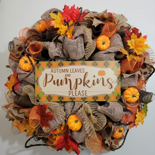 Fall Wreath, Seasonal, Seasonal Wreath, Wreath with Sign, Deco Mesh Wreath, Deco hotsell Mesh Fall Wreath, Farmhouse Decor, Front Door Weath, Autumn