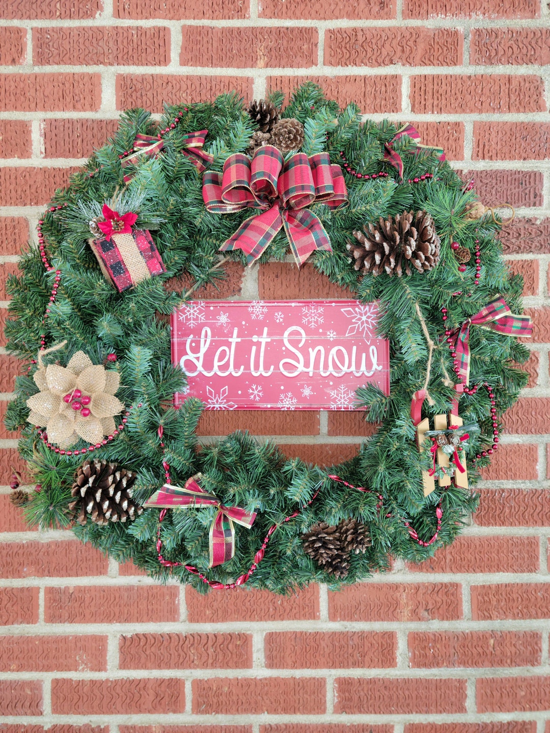 Chrismas Evergreen Wreath, Christmas Door Hanger, Wreath, Holiday ...