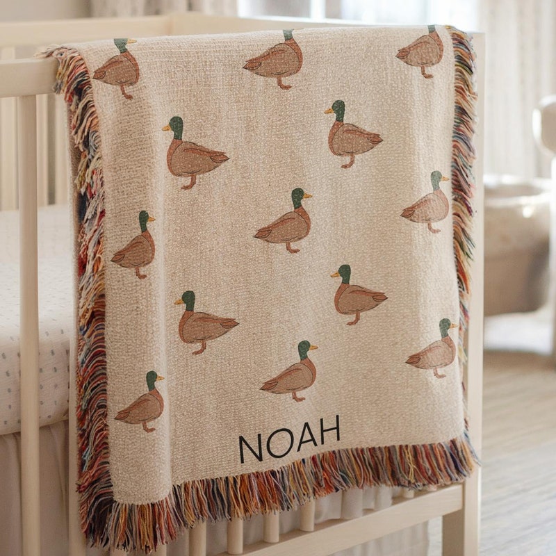 Personalized Mallard Duck Baby Blanket Mallard Duck Nursery Decor Baby Shower Gift Mallard Duck Baby Name Blanket Mallard Duck Nursery Gift