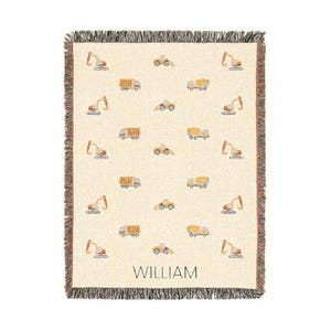 Personalized Construction Truck Baby Blanket Custom Baby Name Blanket Baby Shower Gift Customized Baby Blanket Truck Baby Boy Blanket Trucks image 7